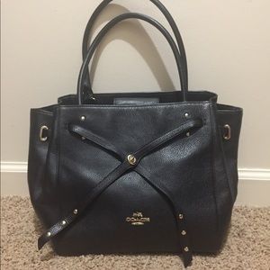 COACH black leather handbag  double handle.